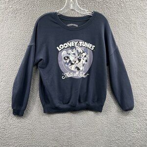 Looney Tunes Mens Sweatshirt Small Black Long Sleeve Pullover Bugsy Bunny Tweety